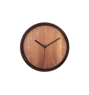 Ρολόι Τοίχου Στρογγυλό Καφέ Όψη Ξύλου Φ22εκ Πλαστικό - Iliadis - 92650