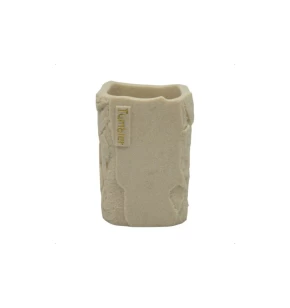 Ποτηροθήκη Μπάνιου Πολυεστερική Μπεζ Όψη Πέτρας 7,7x7,7x10,8εκ. - 846634