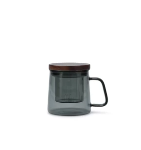 Salt&Pepper 800200 Κούπα Τσαγιού Luma 370ml με Γυάλινο Φίλτρο & Ξύλινο Καπάκι - Smoked Grey