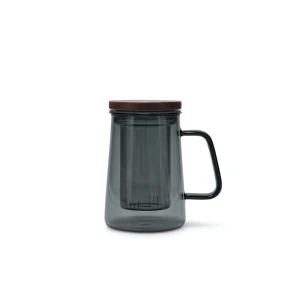 Salt&Pepper Κούπα Τσαγιού Luma 630ml με Γυάλινο Φίλτρο & Ξύλινο Καπάκι - Smoked Grey - 800201