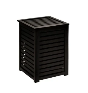 5five 160823B Καλάθι Απλύτων Ξύλινο Μαύρο 65 lt 40x40x58,5 εκ.