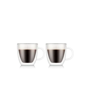 Bodum Bistro 10602-10 Ποτήρια Καφέ με Χερούλι & Διπλό Τοίχωμα - 150ml (Σετ 2 τεμαχίων)