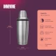Innovine κομψό ανοξείδωτο cocktail shaker διπλού τοιχώματος με minimal σχεδιασμό (κωδικός 12041), διαστάσεις και οδηγίες φροντίδας.