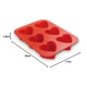 Κόκκινη φόρμα σιλικόνης Guardini Juliette με 6 θέσεις σε σχήμα καρδιάς, κατασκευασμένη στην Ιταλία, σχεδιάγραμμα διαστάσεων. 