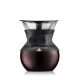 Καφετιέρα Bodum 11592-01 Pour Over με μόνιμο μεταλλικό φίλτρο και μαύρο δακτύλιο σιλικόνης.