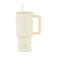 Ποτήρι θερμός Estia Straw Tumbler XL Save the Aegean 900ml σε χρώμα Lily White με καλαμάκι και λαβή