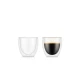 Κομψά ποτήρια espresso Bodum Pavina με διπλά τοιχώματα, σε λευκό φόντο.