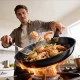 Τηγάνι Tefal Ingenio Excellence σε εντατική χρήση, πάνω σε φλόγα εστίας υγραερίου