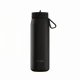 Μπροστινή όψη του μαύρου θερμός Estia Pulse Save The Aegean Black 500ml με το διακριτικό λογότυπο της εταιρείας.