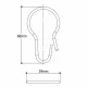 Διάγραμμα διαστάσεων 39mm x 68mm μεταλλικού κρίκου κουρτίνας μπάνιου MRShome