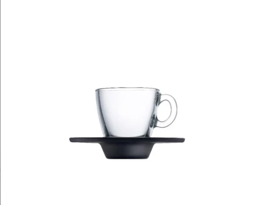 AQUA CUP AND BLACK SAUCER ESPRESSO TEMPERED 72CC
