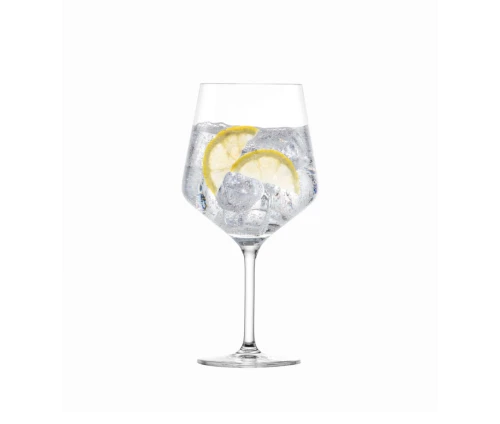 Μεγάλο κρυστάλλινο ποτήρι Zwiesel Cinco 617 ml με Gin Tonic, πάγο και φέτες λεμονιού