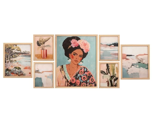 Set-7-Pinakes-se-Kamva-me-Korniza-Iliadis-me-Boho-Floral-Themata