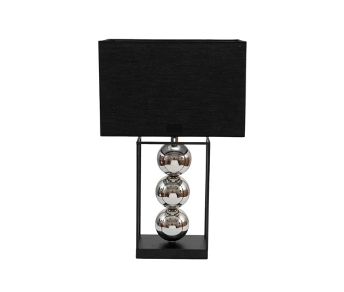 Μοντέρνο μαύρο επιτραπέζιο φωτιστικό Zen Collection με ασημί μπάλες και ορθογώνιο καπέλο 55εκ.