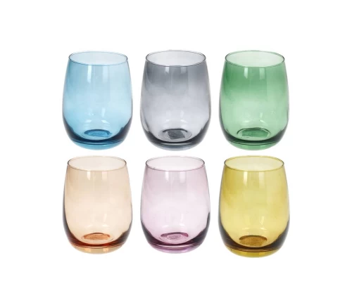Σετ 6 πολύχρωμα γυάλινα ποτήρια νερού Tognana Tulip Rhapsody 400ml σε διάφορα χρώματα.