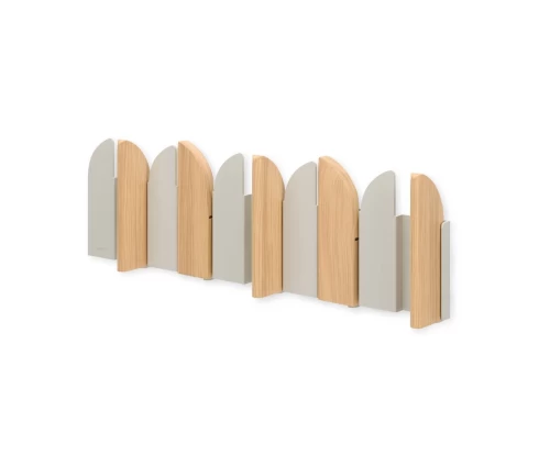 Umbra Saloon 1022942-1337 επιτοίχια κρεμάστρα Natural/Sand, μπροστινή όψη με 5 αναδιπλούμενους γάντζους.