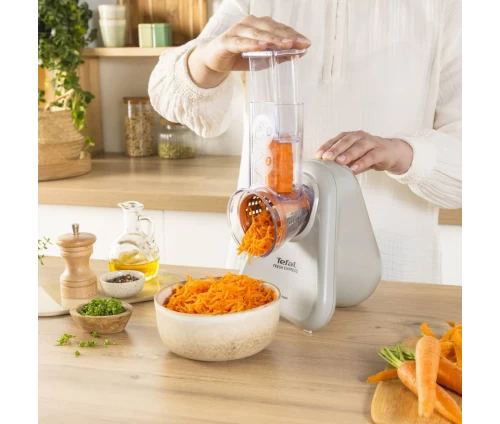 Ηλεκτρικός κόφτης/τρίφτης Tefal Fresh Express DN853B με κώνους για φέτες και τρίψιμο – compact σχεδιασμός