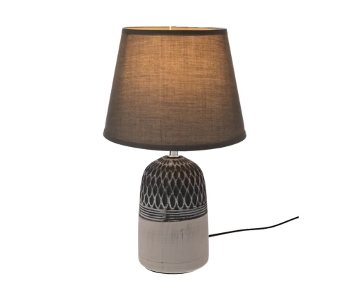 Δίχρωμο γκρι κεραμικό λαμπατέρ Iliadis 91564 με γκρι καπέλο και διακοσμητική βάση, Φ20x32,5εκ