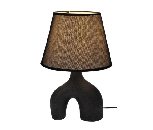 Μαύρο κεραμικό λαμπατέρ Iliadis 91567 με μαύρο καπέλο και γλυπτική βάση, ύψος 38,5εκ
