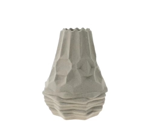 Γκρι κεραμικό βάζο Zen Collection με ανάγλυφα γεωμετρικά σχήματα και ματ υφή, διαστάσεων 15,3x20,5 εκ.