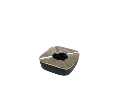 Αντιανεμικό σταχτοδοχείο αλουμινίου Espiel ASR114 ασημί-μαύρο τετράγωνο 10,5x10,5x3εκ, με 4 θέσεις τσιγάρου (λοξή λήψη)