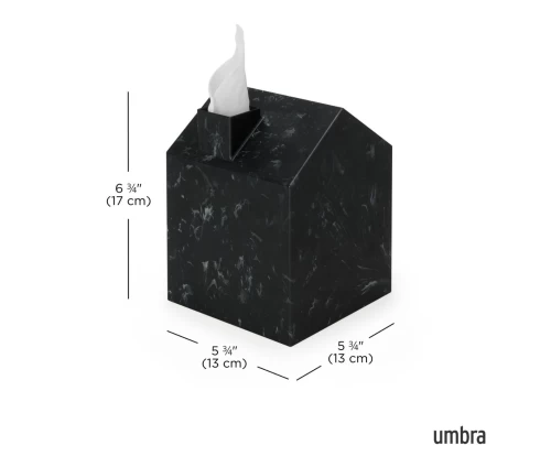 Διαστάσεις Umbra Casa Black καλύμματος χαρτομάντηλων 13x13x17 cm