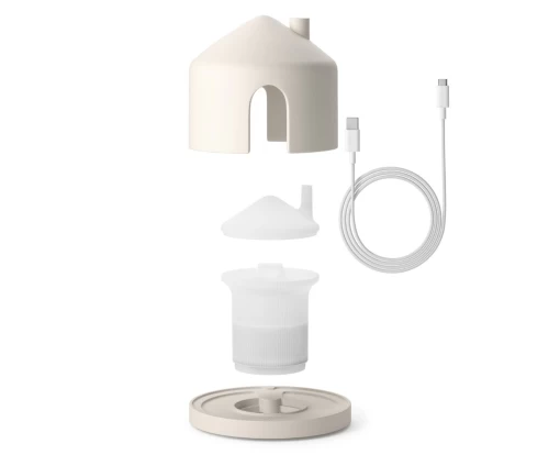 Umbra Casita αρωματικός διαχυτής χώρου σε σχήμα σπιτιού χρώματος sand, περιεχόμενα συσκευασίας.