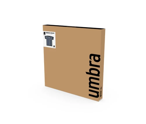 Μαύρη κορνίζα τοίχου Umbra T-Frame σε σχήμα t-shirt, συσκευασία.