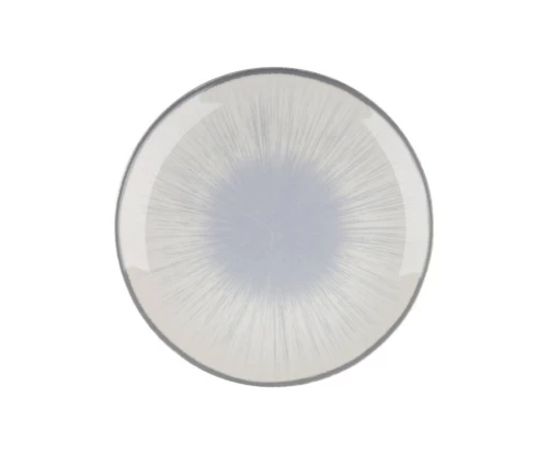 Πορσελάνινο ρηχό πιάτο φαγητού 27 εκ. Oriana Ferelli Water Lilly Blue 24336, με ακτινωτό γαλάζιο μοτίβο και σκούρο χείλος.