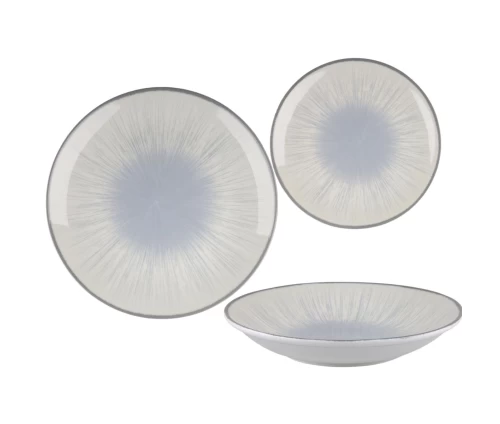 Ολοκληρωμένο σετ πιάτων πορσελάνης 20 τεμαχίων Oriana Ferelli Water Lilly Blue 24336. Σύνθεση με ρηχά, βαθιά, πιάτα φρούτου, σαλατιέρα και πιατέλα.