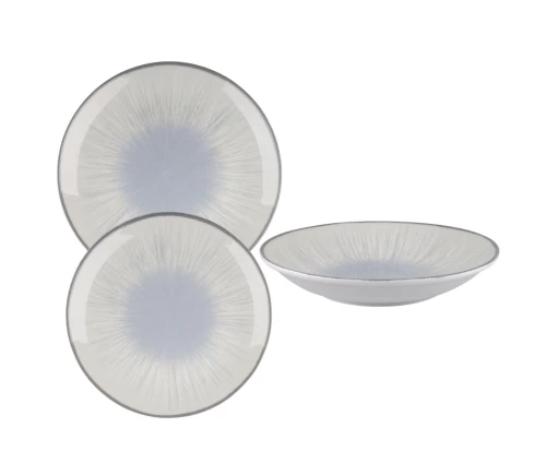 Ολοκληρωμένο σετ πιάτων πορσελάνης 20 τεμαχίων Oriana Ferelli Water Lilly Blue 24336. Πιάτο ρηχό βαθύ και φρούτου.