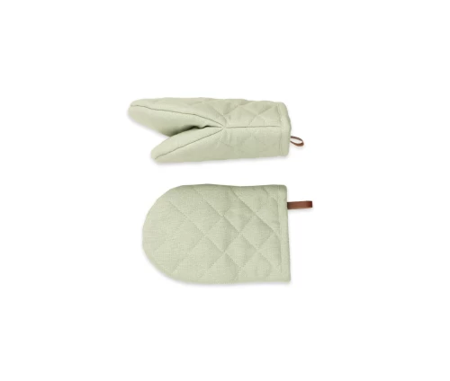 Παστέλ πράσινο καπιτονέ βαμβακερό μίνι γάντι φούρνου Finesse CHEF (Richmond Celadon) με κομψό θηλάκι κρεμάσματος.