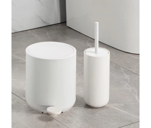 Σετ μπάνιου Marva Scandi λευκό με κάδο πεντάλ και πιγκάλ σε minimal στυλ