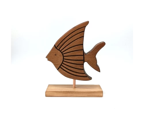 Ξύλινο διακοσμητικό επιτραπέζιο ψάρι μικρό KorresCraft με βάση σε φυσική απόχρωση