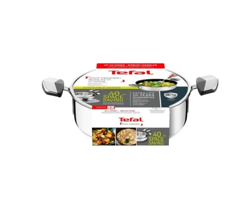 Ανοξείδωτη σωτέζα Tefal Emotion 26εκ με γυάλινο καπάκι, συσκευασία.