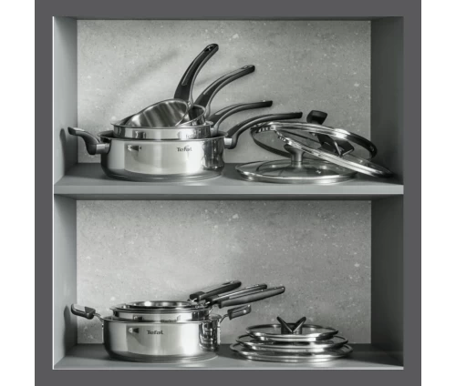 Σύστημα stackable Tefal Emotion για εξοικονόμηση χώρου στο ντουλάπι.