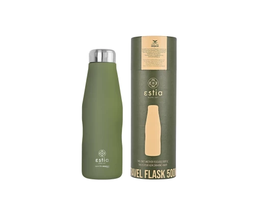 Θερμός Estia Travel Flask 500ml Forest Spirit με την οικολογική χάρτινη συσκευασία του.