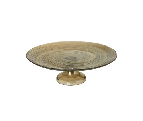 Γυάλινη τουρτιέρα με πόδι Cryspo Trio Torbel 33 εκ. με κυκλικό διακοσμητικό σχέδιο