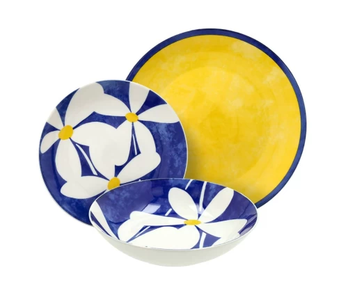 Πιάτα Tognana Madison Marisol από πορσελάνη με μπλε λουλούδι και κίτρινο πιάτο φαγητού