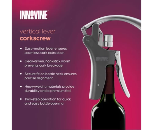 Innovine premium κάθετο τιρμπουσόν μοχλού σε μαύρο και ασημί χρώμα (κωδικός 12029), τεχνικά χαρακτηριστικά.