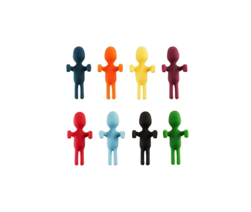 Innovine σετ 8 πολύχρωμα διακριτικά ποτηριού από σιλικόνη σε σχήμα ανθρωπάκια (κωδικός 12077)