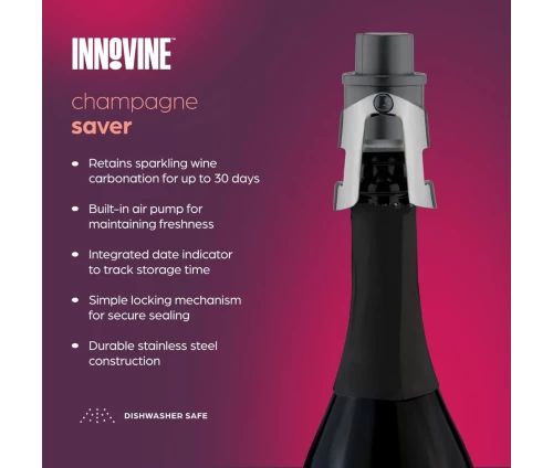 Innovine επαγγελματικό πώμα συντήρησης σαμπάνιας από ανοξείδωτο ατσάλι με αντλία πίεσης (κωδικός 12010),χαρακτηριστικά και προδιαγραφές.