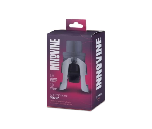 Innovine επαγγελματικό πώμα συντήρησης σαμπάνιας από ανοξείδωτο ατσάλι με αντλία πίεσης (κωδικός 12010), συσκευασία.