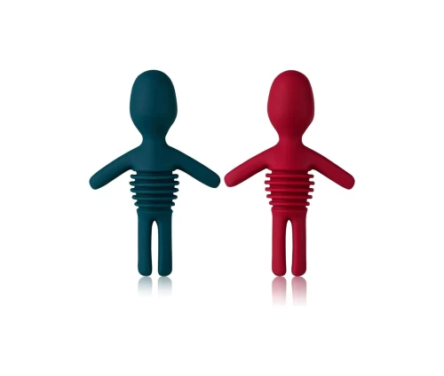 Innovine σετ δύο πωμάτων μπουκαλιού από σιλικόνη σε σχήμα ανθρωπάκια, ένα μπλε και ένα κόκκινο (κωδικός 12014)