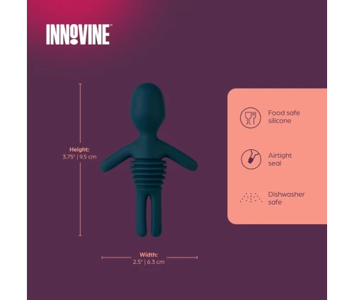 Innovine σετ δύο πωμάτων μπουκαλιού από σιλικόνη σε σχήμα ανθρωπάκια, ένα μπλε και ένα κόκκινο (κωδικός 12014), διαστάσεις και φροντίδα.