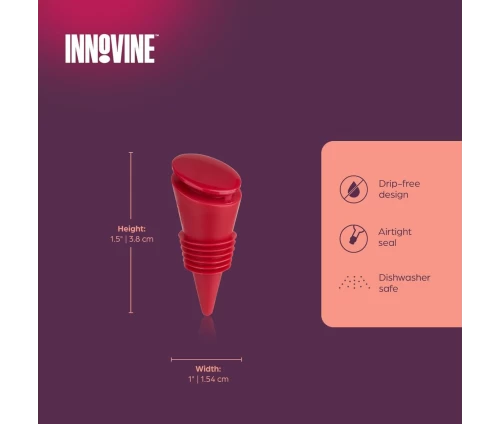 Innovine σετ τεσσάρων χρωματιστών πωμάτων μπουκαλιού από σιλικόνη (γκρι, μπλε, κόκκινο, πορτοκαλί) (κωδικός 12068), διαστάσεις και φροντίδα. 