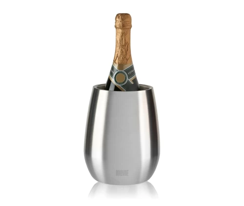 Innovine κομψή ανοξείδωτη σαμπανιέρα θήκη ψύξης μπουκαλιού με minimal design (κωδικός 12051), με φιάλη σαμπάνιας.