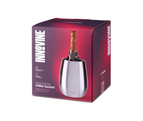 Innovine κομψή ανοξείδωτη σαμπανιέρα θήκη ψύξης μπουκαλιού με minimal design (κωδικός 12051), συσκευασία δώρου.