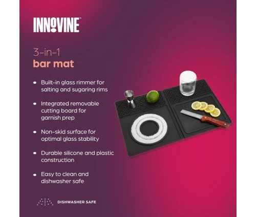 Innovine μαύρη αντιολισθητική βάση bar σιλικόνης με ανάγλυφο σχέδιο (κωδικός 12065), προδιαγραφές.