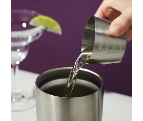 Innovine κομψό ανοξείδωτο cocktail shaker διπλού τοιχώματος με minimal σχεδιασμό (κωδικός 12041), δοσομετρητής.
